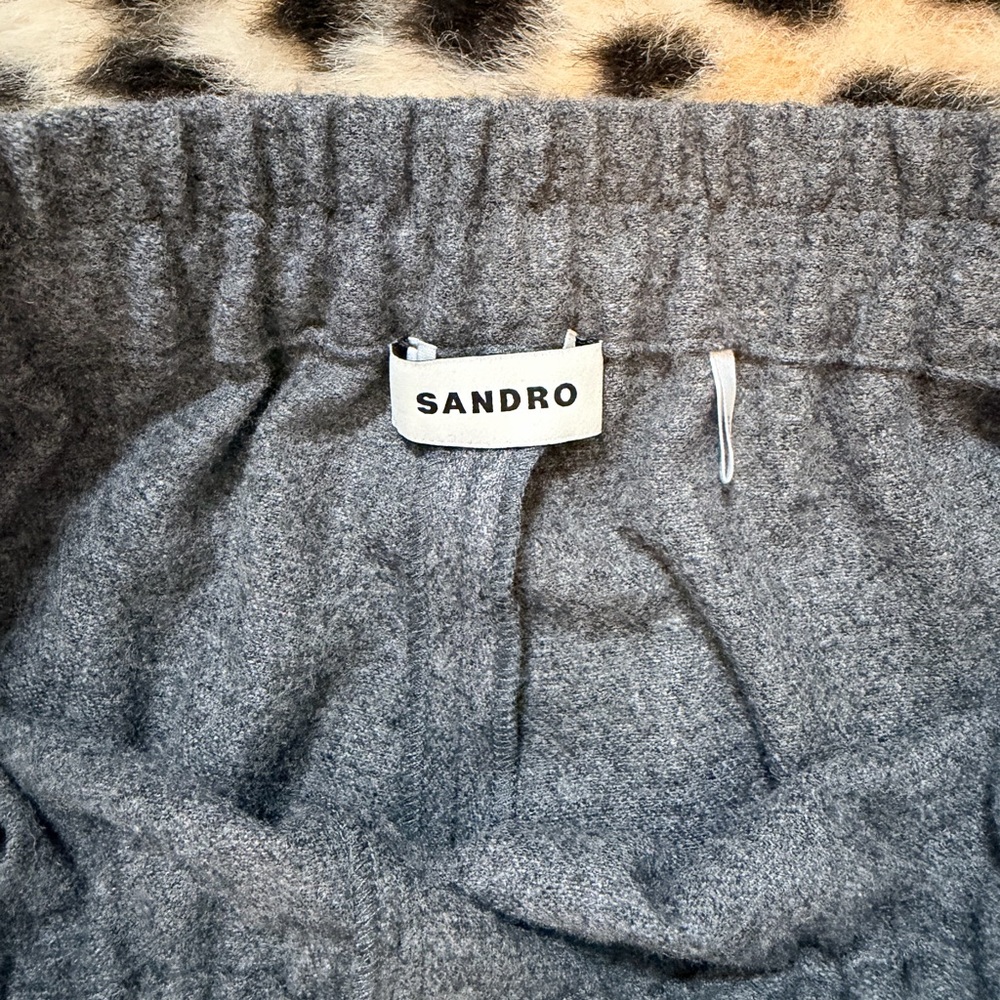 Sandro Paris Wool Charcoal Wide-Leg Women's Pants - Picture 3 of 6